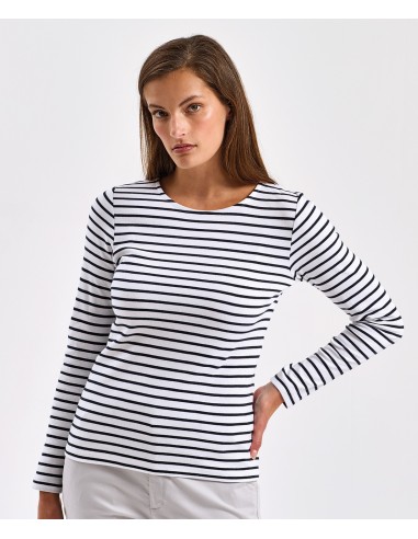 A-AQ071-T-shirt marinière « coastal » femme à manches longues